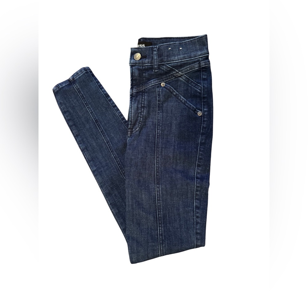 Express Hyper Stretch Ankle Legging Dark Blue Denim Jeans 4R - Picture 3 of 10